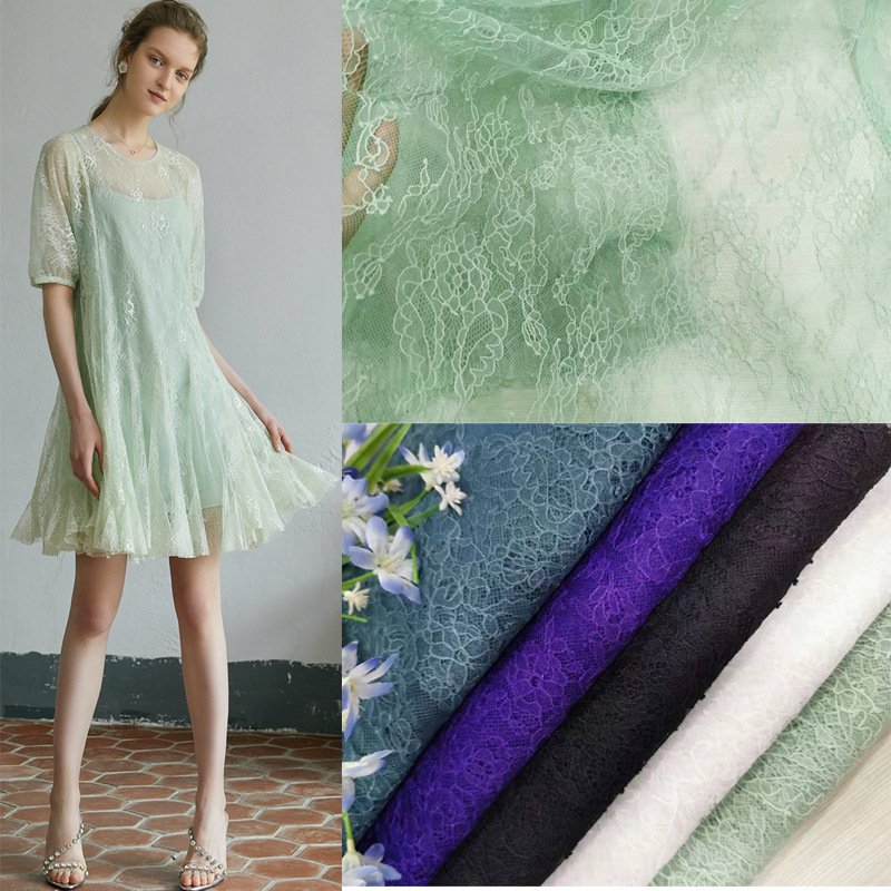 Semi-Sheer Cutwork Sheer Lace Fabric for Women's Wear Wholesale Suppli 15
